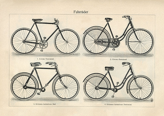 Vintage Fixed Gear Bicycles Art Print