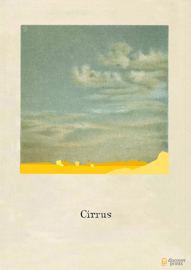 Yellow Cirrus Cloud Modern Art Print - Contemporary Illustration - Landscape Wall Art - Museum Quality